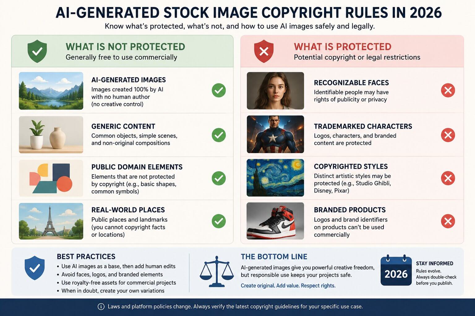 AI-generated stock image copyright rules — what is protected and what is not in 2026